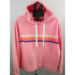 Nautica Soft Pink Hoodie Sweatshirt with stripes on chest Women's XL